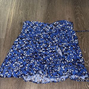 Zara Blue and White Wrap Mini Skirt Casual Resort Wear